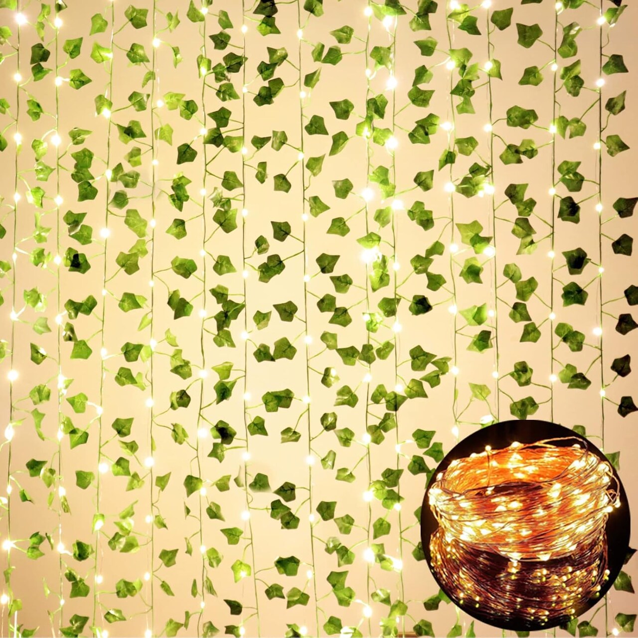 12 Pack Fake Vines for Room Decor with 100 LED String Light
